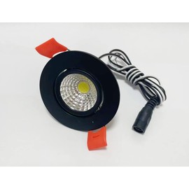 getwefire Regulable 2 unidades/lote de 2 pulgadas CC 12 V 3 W COB epistar LED, luz LED de techo/disco, foco LED, regulable, carcasa blanca o plateada. (Blanco puro, carcasa negra)