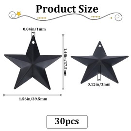 GORGECRAFT 30 Pieces Metal Star Decoration Barn Star with Hole Iron Vintage Wall Art Hanging Wall Decoration for Crafts Home Christmas Indoor and Outdoor Handmade Black