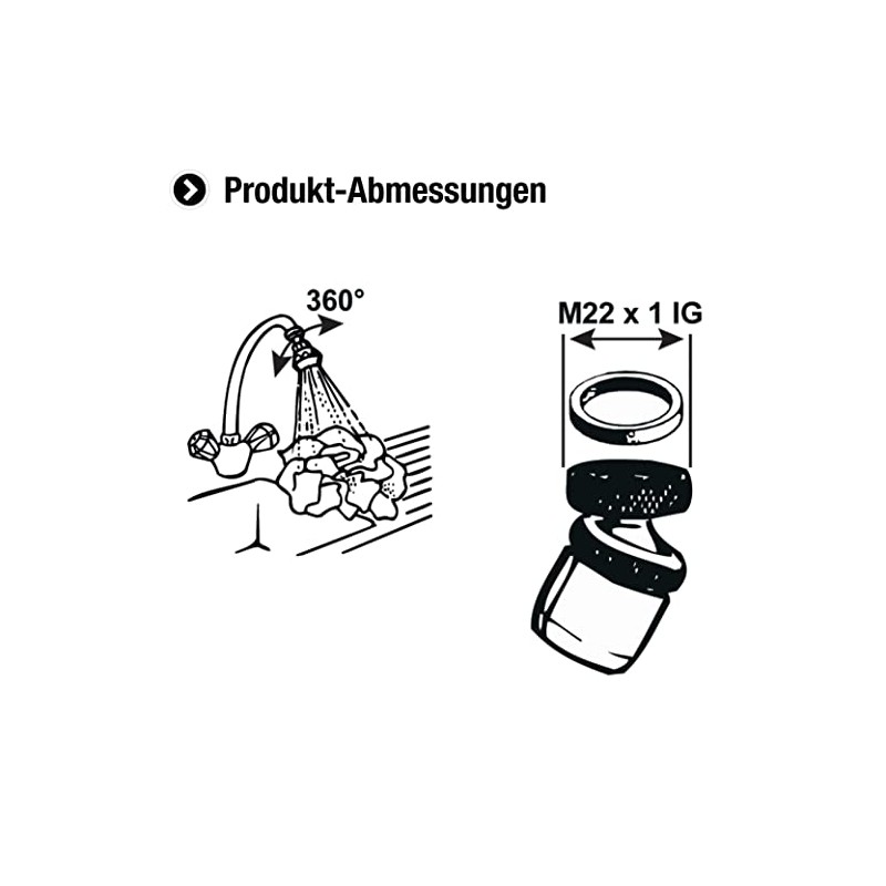 Cornat TECWS611 Kitchen Shower Head M22 x 1 Internal Thread