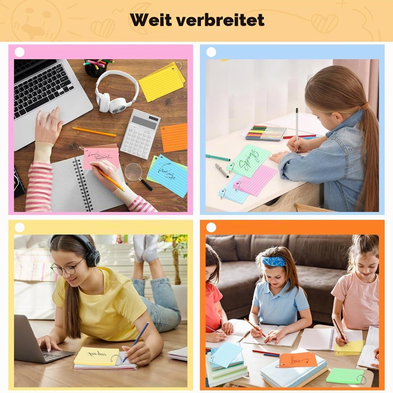 TNEDFOD 300 Sheets Index Cards, 12.3 x 7.3 cm Lined