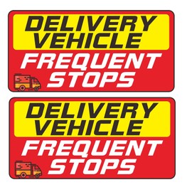 Delivery Driver Car Sticker 9 × 4.3 Inches Reflective Delivery Vehicle Frequent Stops Sticker Warning Safety Sign Self Adhesive/UV Protected & Water & Fade Resistance -2PACK