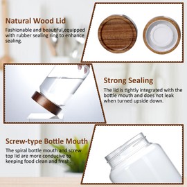 MOLADRI 40 fl oz/1200 ml Glass Jar with Airtight Wooden Screw Top Lid, Clear Stackable Food Storage Canister, Large Tall Decorative Glass Container for Coffee, Candy, Cookie, Sugar, Oatmeal, Pasta