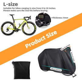 Bike Cover for 1 Bike, Viaky 210T Nylon Waterproof Bicycle Cover Anti Dust Rain UV Protection for Mountain Bike / Road Bike with Lock-holes Storage Bag (black-L)