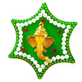 BDS CREATIONS Multi Color Acrylic Handcrafted Designer Stone Ganesh- A Sticker for Door/Wall/Floor Decoration/Diwali Decoration -Medium Size