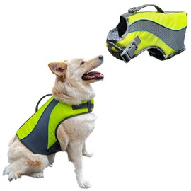 KONG HydroPro Dog Flotation Life Jacket Vest, Swimming Float Aid with Safety Handle, Adjustable Comfortable Durable Preserver High Buoyancy Coat (Large)