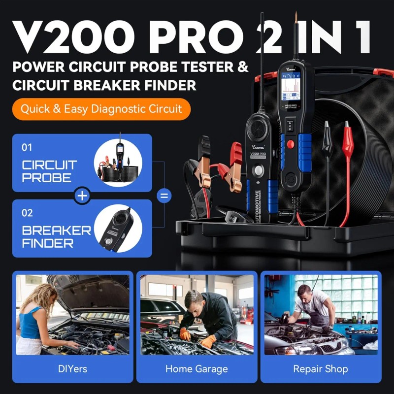 USA V200Pro VDIAGTOOL Automotive Electrical Tester, 9-30V Diagnostic Tool, Circuit