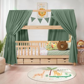 iLuane House Bed Canopy Decoration - 3 Pieces Bed Canopy House Bed Set, 100% Cotton Muslin Curtain - House Bed Decoration for Girls and Boys - Fabric Canopy House Bed for 90 x 200 cm and 120 x 200 cm