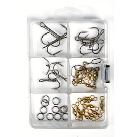 Fladen Fishing - Coast & Sea HEAVY Terminal Tackle Set - 35 Pieces - Treble Hooks Coastlocks Split Rngs & Swivels in a Box [16-7044]