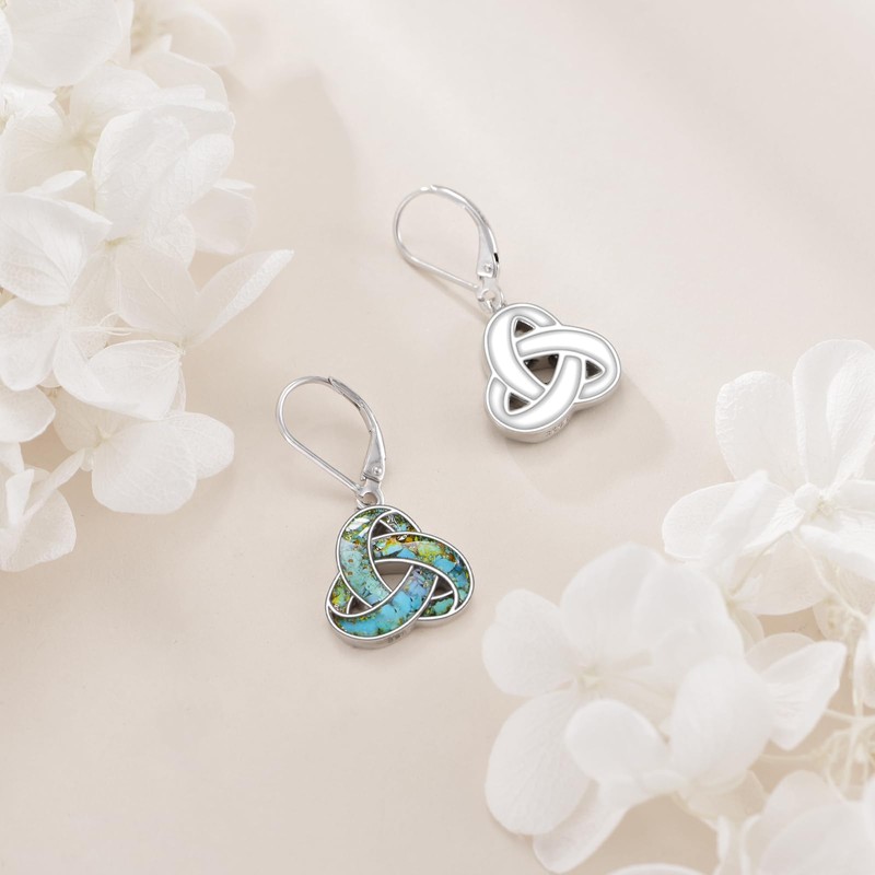 CUPENDA Celtic Knot Earrings 925 Sterling Silver Celtic Knot Turquoise
