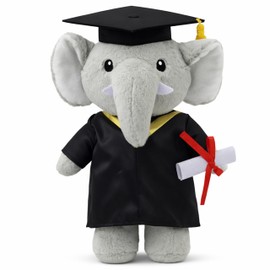 UNIMV 2026 Graduation Elephant Stuffed Animal – Soft Plush Toy with Graduation Cap, Gown & Diploma, Ideal Gift & Party Decor (Elephant)