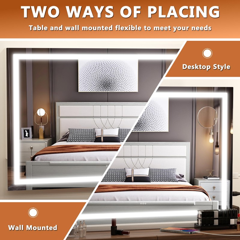 Hasipu Vanity Mirror with Lights, 28" x 20" LED Makeup