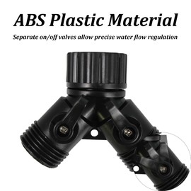 PDETVEO 4PCS 2 Way Y Valve Splitter, 3/4 Plastic Garden Hose Connector, Water Hose Splitter with Faucet Watering Shut Off Valves for Outdoor Lawn, Garden Irrigation, Car Washing (Black)
