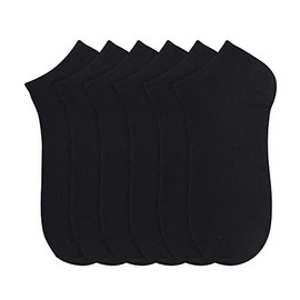 MaMia Women's 6 Pairs of Ankle Socks Low Cut Sport Peds-9-11 (fits shoes 5-10)-Black