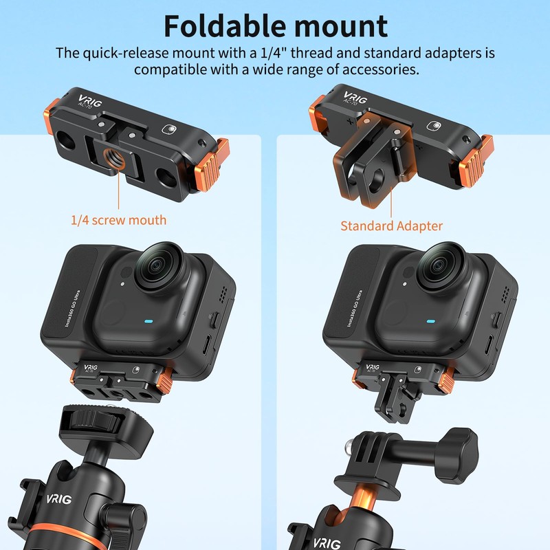 VRIG Quick-Release Mount for Insta 360 go Ultra, Aluminum Alloy