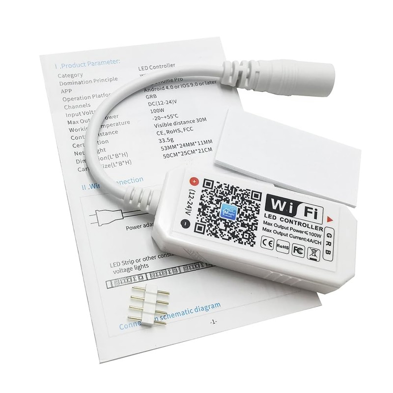 Vrabocry Smart Mini RGB WiFi Controller DC12-24V for 4pin Led
