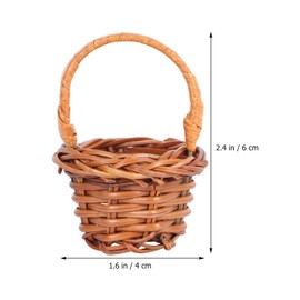Cabilock Rattan Basket, Braided Flower Basket, Fruit Basket, Mini Wicker Basket with Handle, Picnic Basket, Handle Basket, Wedding Scatter Basket, Flower Children Baskets for Country House Decoration,