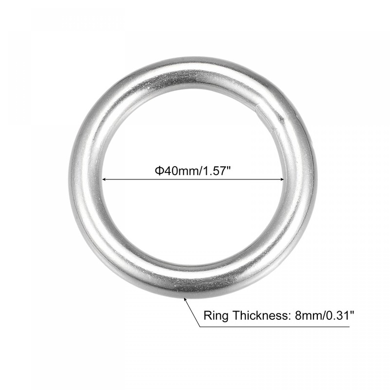 sourcing map 316 Stainless Steel Round Ring Welded O-Rings 40mm(1.57")