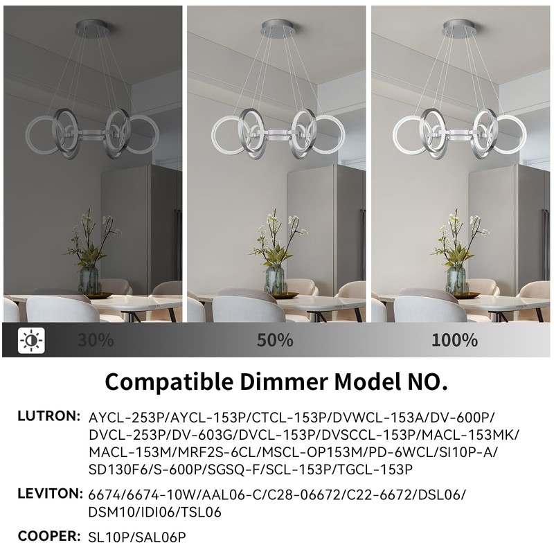FDPBY Modern LED Chandelier Dimmable Round Pendant Light Fixtures 6