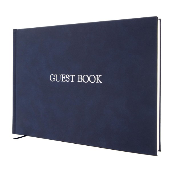 Embossed Guestbook - 11.5 x 8.5 Large Luxury Modern Cream