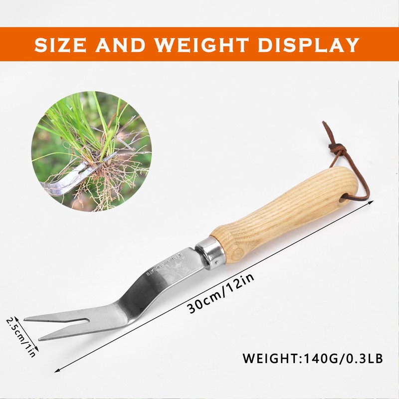 SHANFEEK Weed Puller With V-Shape Fork Gardening Hand Tool 12-Inch