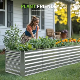 Anmiro 8X2X2ft (1 Pack) Galvanized Raised Garden Bed,Outdoor Planter Box Metal Patio Kit Planting Bed for Vegetables Flowers Herb