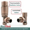 Hot Flow Antique Copper Cascade Angled Modern TRV Thermostatic Radiator