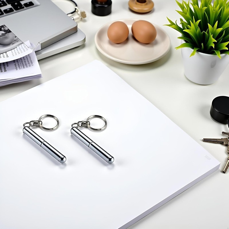 Silver Retractable Mini Pen Stainless Steel Retractable Pocket Pen Keychain