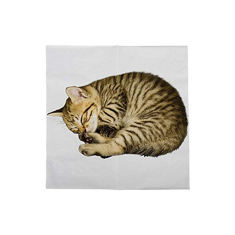 Esschert Design tp285 Pack of 20 Cat Napkins, White