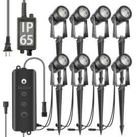 SUNTHIN Outdoor Landscape Lighting with Dusk to Dawn Sensor Controller, 8 Pack