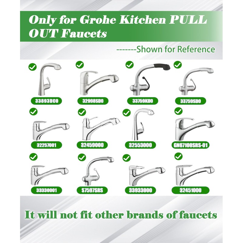 Kitchen Faucet Hose Replacement Kit Fits for Grohe 48293000 Pull-Out