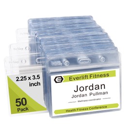 Fushing Clear Plastic Horizontal Name Tag Badge ID Card Holders (50)
