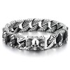 COOLSTEELANDBEYOND Skull Charm Bracelet with Snake Skin Pattern Stainless Steel