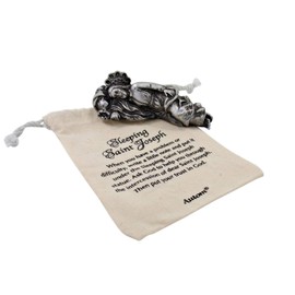 Autom Sleeping Saint Joseph Statue with Canvas Bag and Printed Prayer, Silver Tone, 3.5 Inches