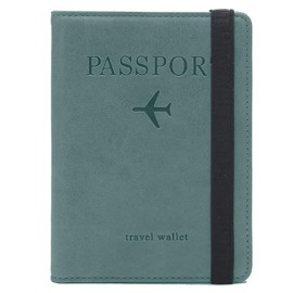 TEALWOLF Passport Holder Cover Wallet, Cover Wallet RFID Blocking Leather Card Case Travel Accessories for Women Men (Blue)