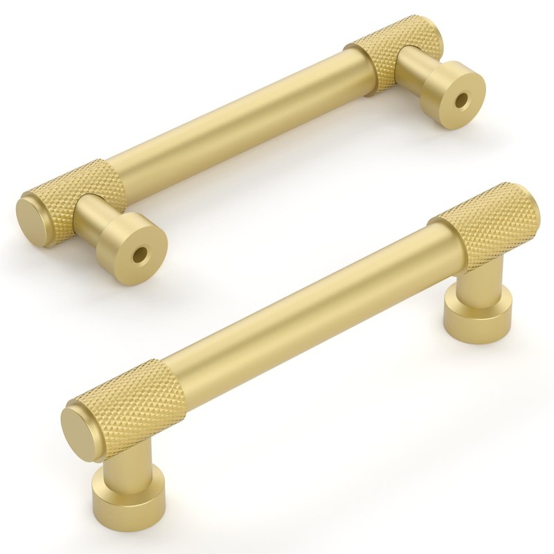 Amerdeco 10 Pack Matte Gold Cabinet Pulls 96mm(3.75Inch) Hole Center