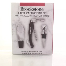 Brookstone 3 - Piece Wine Essentials Set; Corkscrew Aerating Pourer Bottle...
