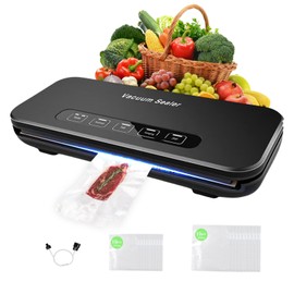 Choisonye Fully Automatic Vacuum Sealer Machine, 8-in-1 Modes, 85Kpa Suction Power, Food Sealer with Bags Storage, Build-in Cutter, Moist Mode and Air Suction Hose,Include 20PCS Pre-cut Bags