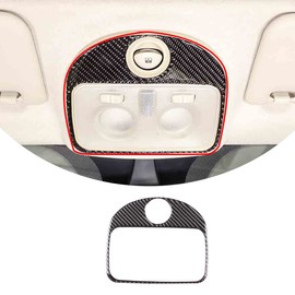 TongSheng Compatible with Fiat 500 2011 2012 2013 2014 2015 2016 2017 2018 2019 Car Soft Carbon Fiber Inner Row Roof Reading Light Panel Trim Interior Car Accessories (Black Carbon Fiber)
