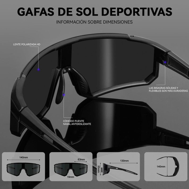 Gafas de Ciclismo Polarizadas HBKUUY con Protección UV400 (Pack de
