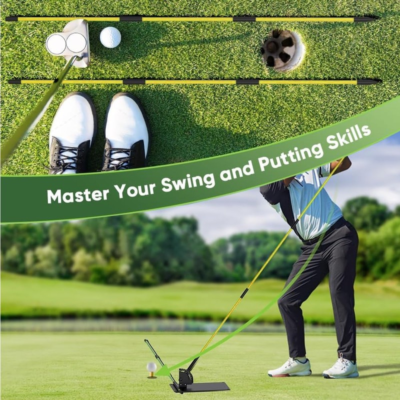 LVPETALIZE Golf Alignment Stick,Golf Trainer Aid Holder Angle Plate,Golf Swing