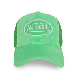 Von Dutch Velvet Trucker Hat with Adjustable Snapback - Color: Lime Velvet Trucker