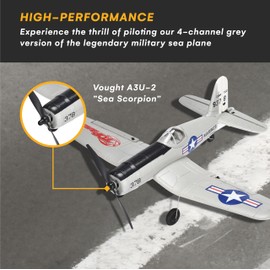 Top Race Remote Control Airplane - Ready to Fly 4 Channel RC Plane for Adults - Advanced Foam Construction - Remote Controlled War Cessna P51 Mustang Upgraded with Propeller Saver - 4.3"x15.7"x11.8"