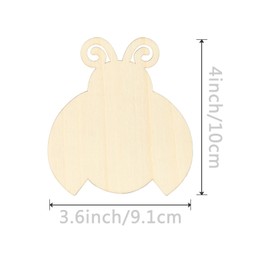 Ladybug Shape Wood Insect Wooden Blank with Twines Art Unfinished Ornaments for Nursery Door Decoration Christmas Wedding Birthday Party Thanksgiving Day Decoration 20Pcs