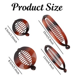 Esitrormi 4PCS Banana Clip for Women Glossy Flat Hair Styling Clips for Thick Thin Hair French Volumizing Ponytail Claw Clip Retro Comb Cute Fashion Hair Accessories Women Small Gifts for Women Girls