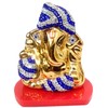Purpledip Resin Idol Pagdi Ganesha: Glittering Stones Statue (11855)