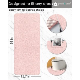 Non Slip Loofah Shower Mat, 15.7x36 Inch, Anti Slip Bath Mat for Wet Areas, Quick Drying, No Suction Cups, Pink