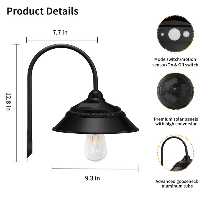 Ufelizor Solar Barn Light, Solar Wall Sconce Light Outdoor with