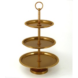 Three Tier Antique Gold Finish Metal Cupcake, Dessert, Appetizer Stand
