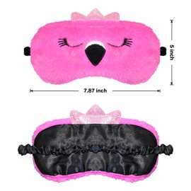 FUNAUPGO Lustige Flamingo Augenmaske, Süße Tier Schlafmaske Weich Plüsch Augenbinde Reise Schlafbrille Augen Abdeckung für Kinder Erwachsene Mädchen Jungen Mädchen Damen (Flamingo, Rosa)
