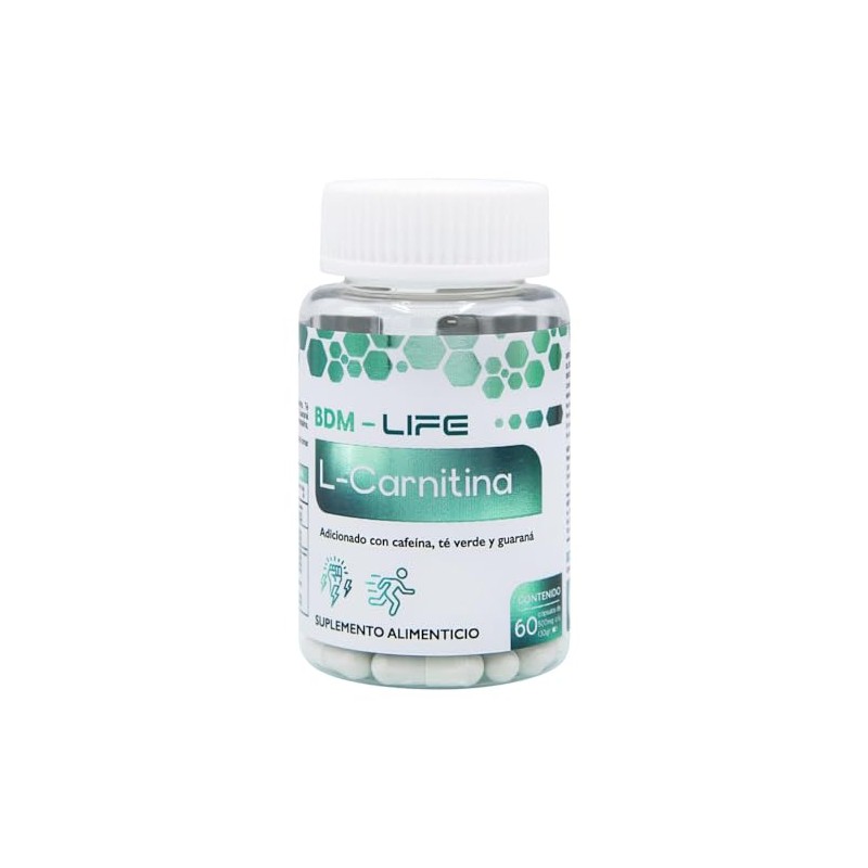 BDM-LIFE L-Carnitina con Cafeína, Té Verde y Guaraná, Energía y